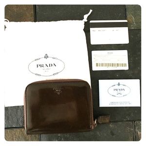 Prada Chocolate Patent Leather Wallet